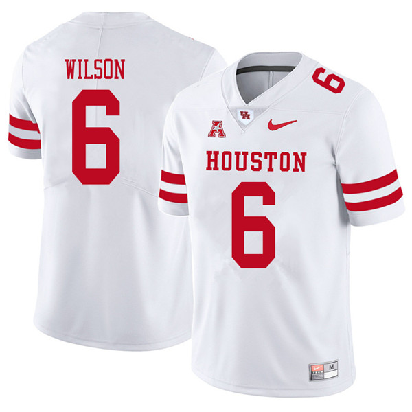 2018 Men #6 Howard Wilson Houston Cougars College Football Jerseys Sale-White - Click Image to Close